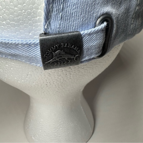 Tommy Bahama Hat Cap Dad Leather Logo One Size Slouch Blue Unisex Golf Beach - Picture 5 of 10